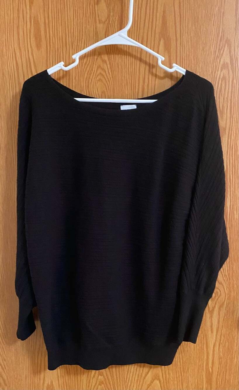 Chico's Black Textured Long Sleeve Boatneck Sweater Size 2 (US L)